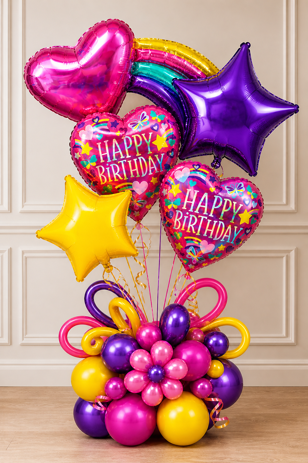 Happy Birthday Rainbow Hearts